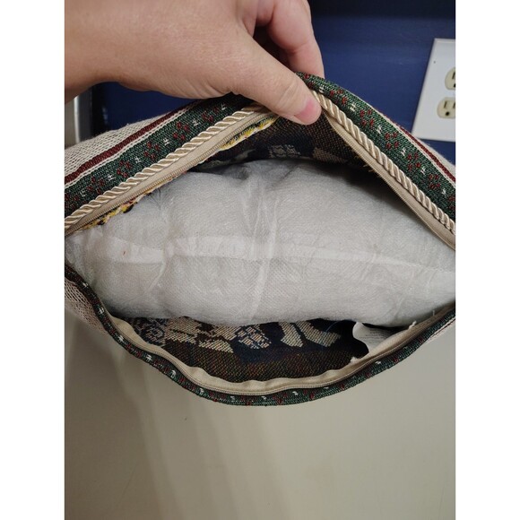 Christmas Tapestry Throw Pillow Snowman Bears Holiday - Picture 5 of 7